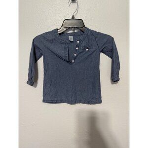 Carters Toddler Girl Denim Pullover Top 1/4 Button Size 3T